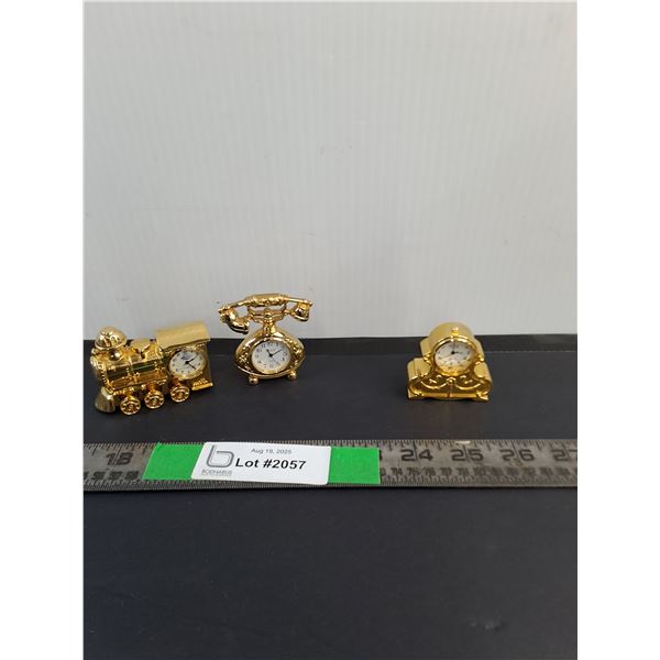 (3) Mini Display Collector Clocks - AS IS