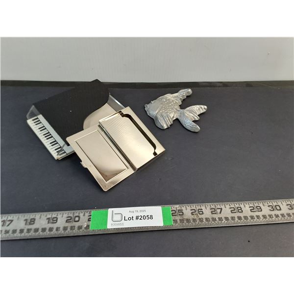 Office Piano Note Taker, Business Card Holder, Metal Fish Paper Wieght