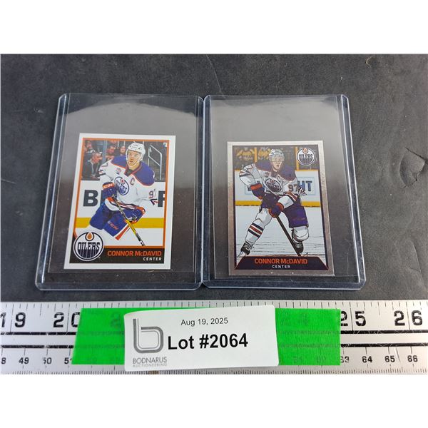 (2) Edmonton Oilers Connor McDavid Rookie Hockey Stickers, Authenticity Not Guaranteed