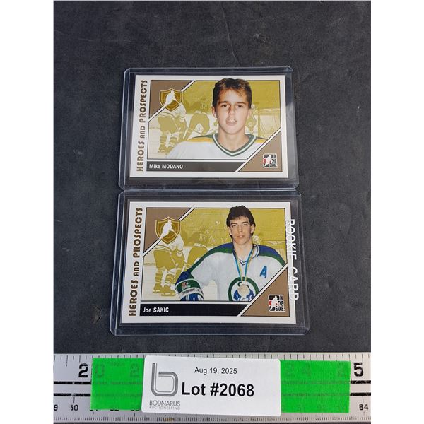 Heroes & Projects Rookie Joe Sakic and Mike Modano Trading Hockey Cards, Authenticity Not Guaranteed