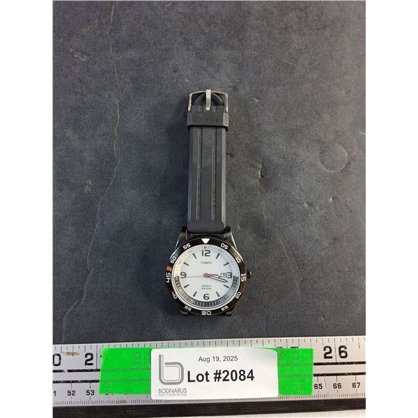 Timex Indiglo Quartz Watch with Black Band - Works, As Is