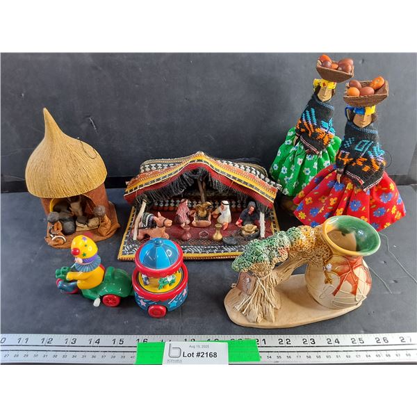 Bedouin Decor, Wind Up Toy, African Figures and Decorative Vase
