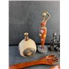 Image 2 : African Figures, Tie Clips, Ceramic Vase, Cufflinks and Wooden Salad Spoons