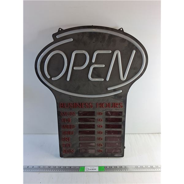 Light Up Business Hours Sign 25" x 20", As Is