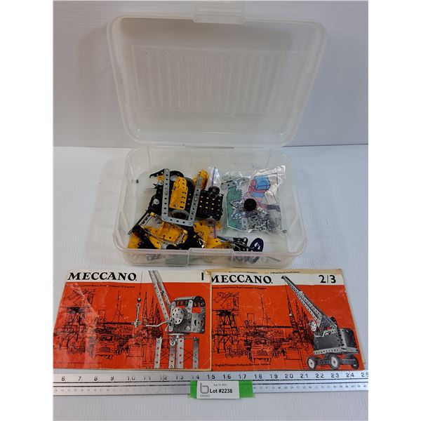 Vintage Meccano Manuals & Meccano Parts in Container