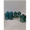 Image 5 : (12)Vintage Heminggray No. 9 Blue Glass Insulators
