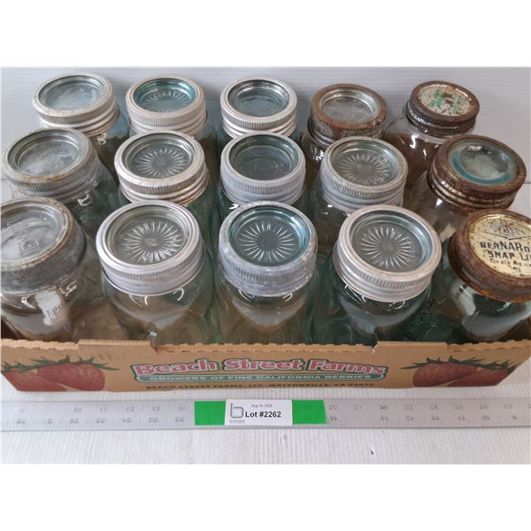 Vintage Glass Jar Lot - (15 Jars With Lids)