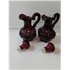Image 2 : Avon Ruby Red Pressed Glass Cruet Bottle Pitchers - AS IS