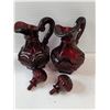 Image 3 : Avon Ruby Red Pressed Glass Cruet Bottle Pitchers - AS IS