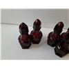 Image 2 : (7) Salt Pepper Avon Vintage Ruby Red Cape Cod Pressed Glass Shakers