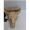 Image 4 : (2) Welcome Metal Lawn Ornaments, Hanging Stone Cow Skull Western
