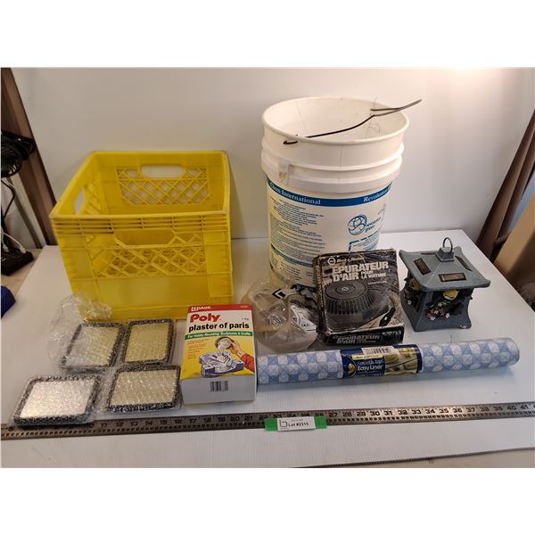 12" Milk Crate, 16" Bucket, (4) 5" Mirrors, Misc Cannot Ship