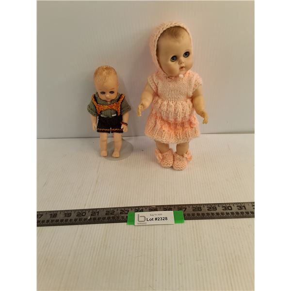 (2) Vintage Blinking Eye Dolls, One With Stand