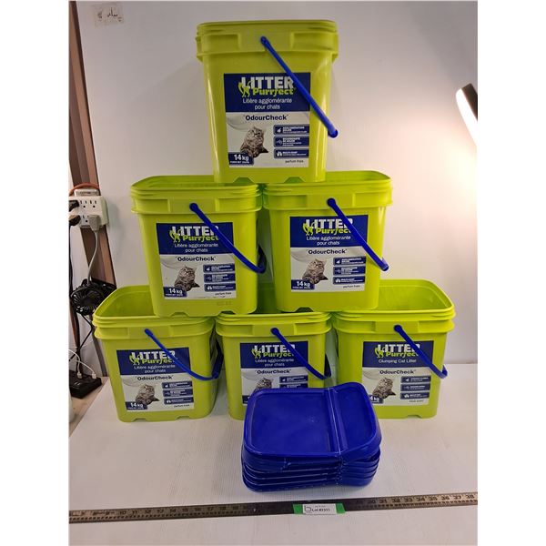 (6) Empty 12" Kitty Litter Tubs With Lids, Cannot Ship