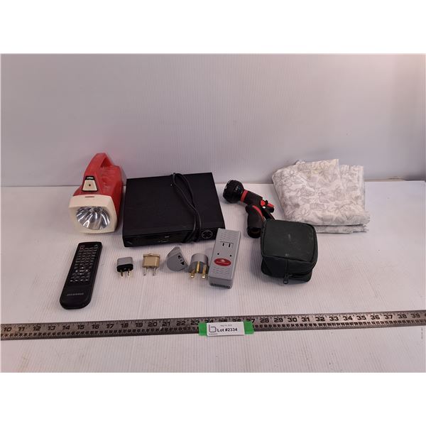DVD Player As-Is, Eveready Flashlight, Universal power Adapter, Misc