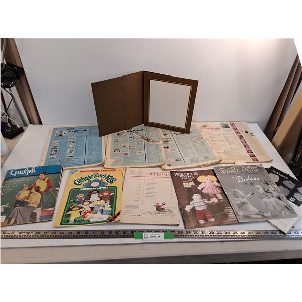 (11) Vintage Magazines, Cabbage Patch Kids, Needlework, Diploma Frame