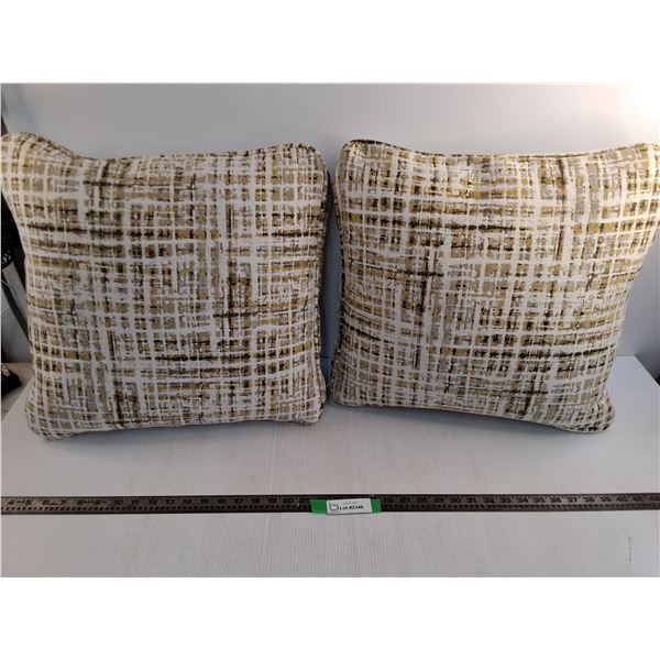 (2) 17" Gold and White Coach Pillows