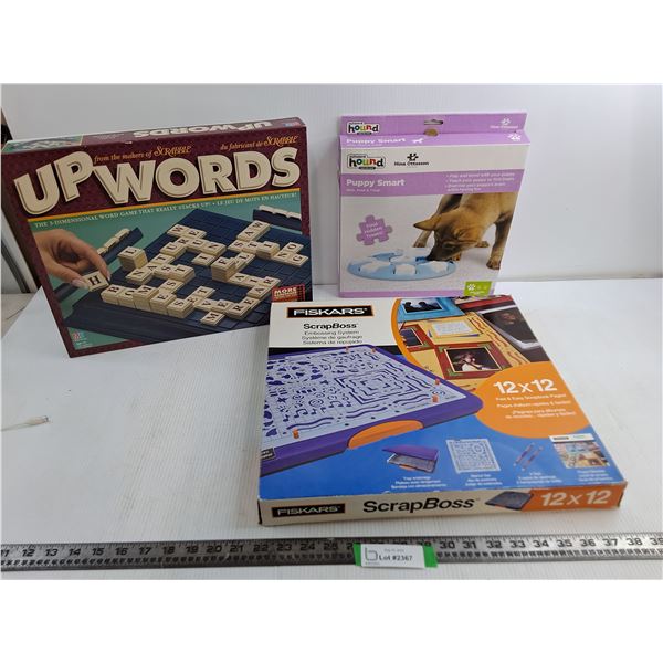 Up Words Board Game, Fiskars Scrapboss, Puppy Smart Puzzle