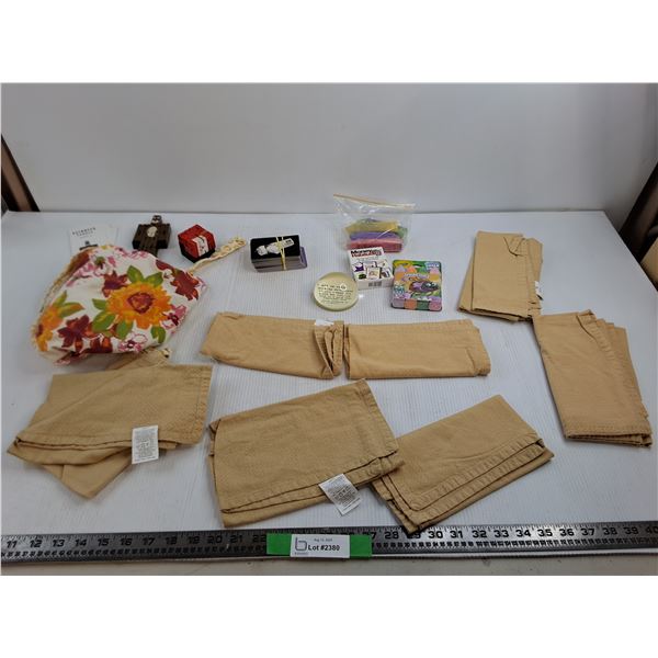 (7) Kitchen Cloths, (2) Christmas Puzzles, (8) Kids Chalk, Misc