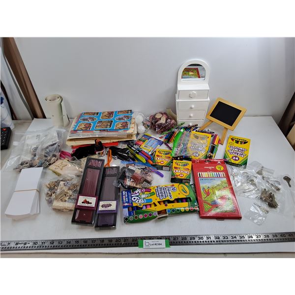 Lot of Pencil Crayons, Keys, Lavender Incense Sticks, Misc