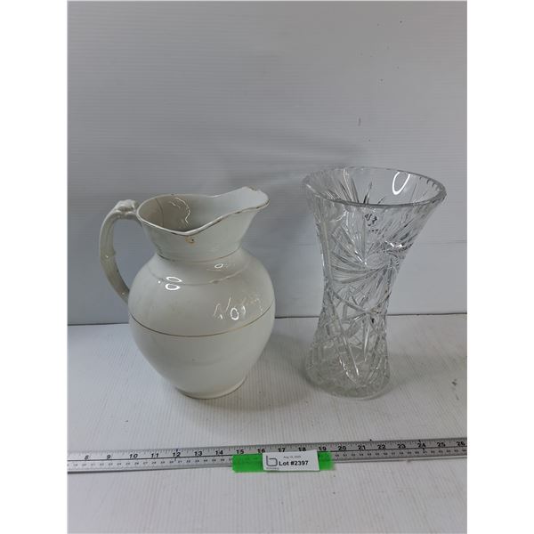 Crystal Vase, Porcelain Vase - As Is