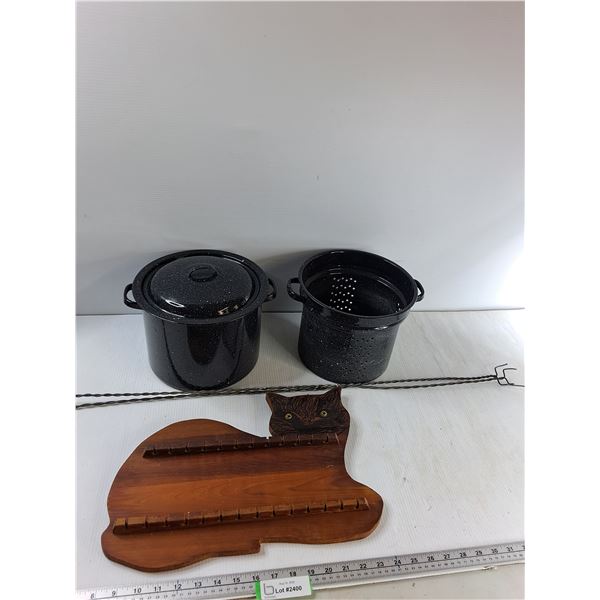 Spoon Rack, (2) Roasting Sticks, (2) Cooking Pots CANNOT SHIP