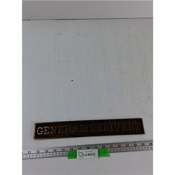 General Delivery Metal Sign - 14'' x 2''