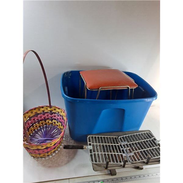 Woven Basket, Grill, Stool, Storage Box - As Is CANNOT SHIP