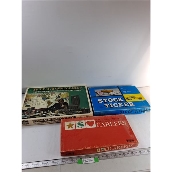 (3) Board Games - Billionaire, Stockticker, Careers - As Is