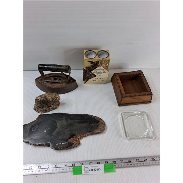 Antique Sad Iron, Candle Holders, Lake Manitoba Decoration, Misc