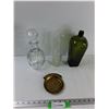 Image 1 : Glass Decanter, Crystal Vase, Antique Gin Bottle, Brass Small Change Tray