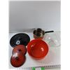 Image 1 : pot, (2) Bowls, (3) Lids