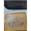 Image 2 : (3) Bags, (3) Pictures, Flower Painting 12'' x 9.5'', Duck Painting 10'' x 9'', Misc
