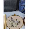 Image 3 : (3) Bags, (3) Pictures, Flower Painting 12'' x 9.5'', Duck Painting 10'' x 9'', Misc