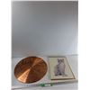 Image 1 : Framed Cat Picture 12'' x 16'', Round Copper Trout Artwork 17.5''