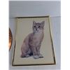 Image 2 : Framed Cat Picture 12'' x 16'', Round Copper Trout Artwork 17.5''