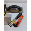 Image 2 : Handy Tool Lot: Drywall Mudding Knives, X-acto Knife, Metal Saw Blade, Clamps, Fuel Filter, Misc