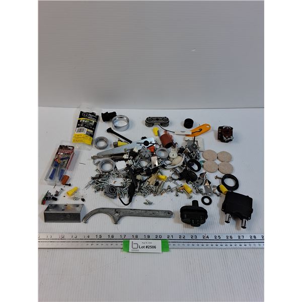 Lot: Gun Trigger Lock (Key?), Harley Davidson Oil Filter Wrench, Various Screws, Misc