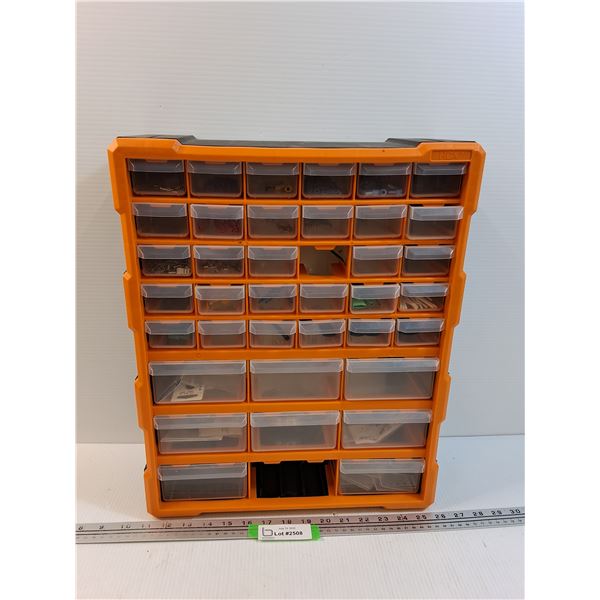 Plastic Hardware Storage Organizer w/Drawers & Contents - 15" x 18" x 6"  -  PICK UP