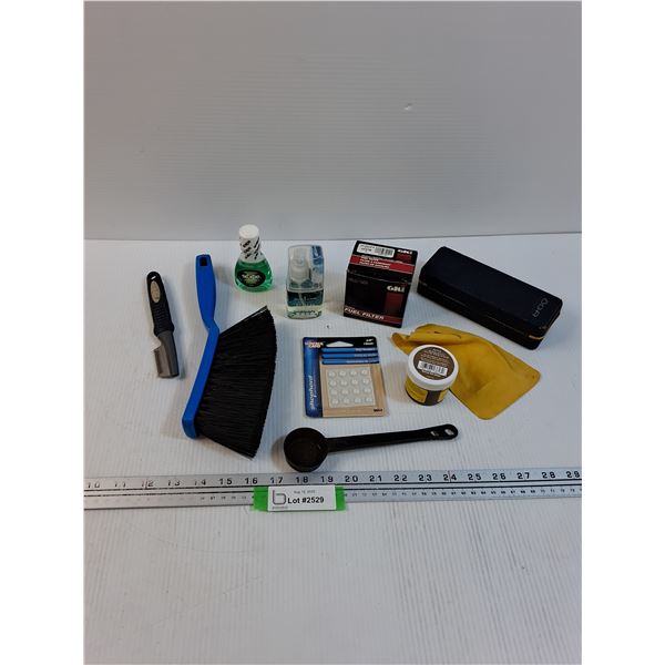 Lot: Dust Pan Brush, Scope, Fuel Filter, Scoop Spoon, Misc
