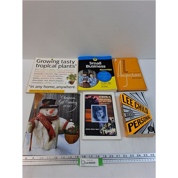 (6) Books: Tropical Plants, Small Business, Jack Reacher Novel, Misc