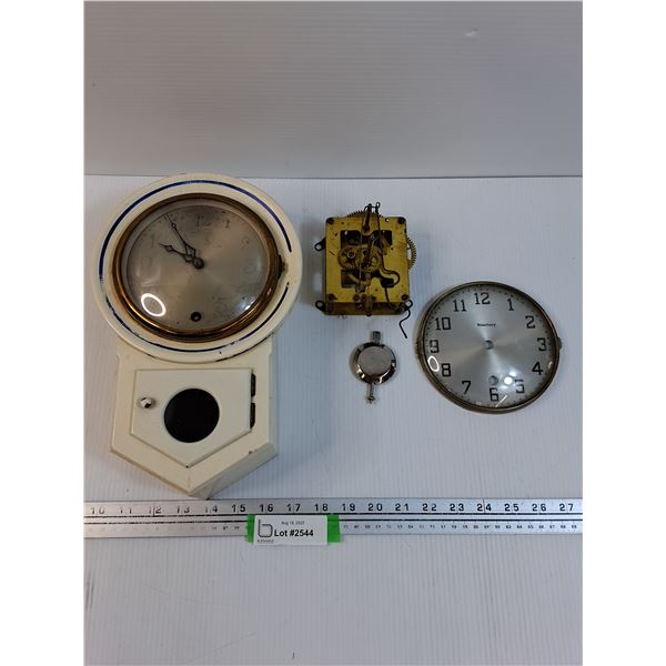 Waterbury Vintage Wall Clock w/Spare Parts - 12" x 8" x 3.5" - As Is