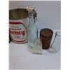 Image 4 : Vintage General Electric Mixer - Powers On, (2) Tins: Honey & Lard, Cream of Tartar, VIntage Glass B
