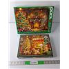 Image 1 : (2) 1000 Piece Puzzles- 'Festive Labs, Cozy Fireplace'  - COMPLETE