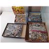 Image 4 : (4) 1000 Piece Puzzles- Puppies Come to Tea, Golden Hour, The Bookshop Kids, Parisian Library'
