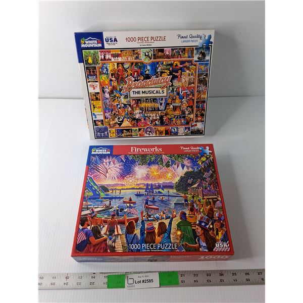 (2) 1000 Piece White Mountain Puzzles- 'Broadway the Musicals, Fireworks'  - COMPLETE