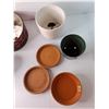Image 2 : (9) Planting Pots/Saucers- Plastic, Ceramic, Glass Up to 6" Tall