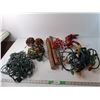 Image 1 : Christmas Decor Lot- (3) Strands of Lights- Working/Some Bulbs Need Replacing, Pine Cones, Misc.