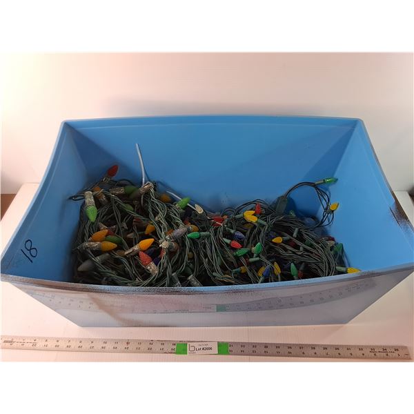 Tuff Plastic Storage Tote- No Lid & (5) Strands of Christmas Lights- Working