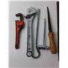 Image 3 : Tool Lot- File, Rubber Mallet, 12 Inch Crescent Wrench, Misc.
